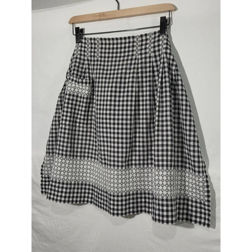 Vintage Gingham Half Apron Black White Check Chicken Scratch‎ Cottagecore Retro